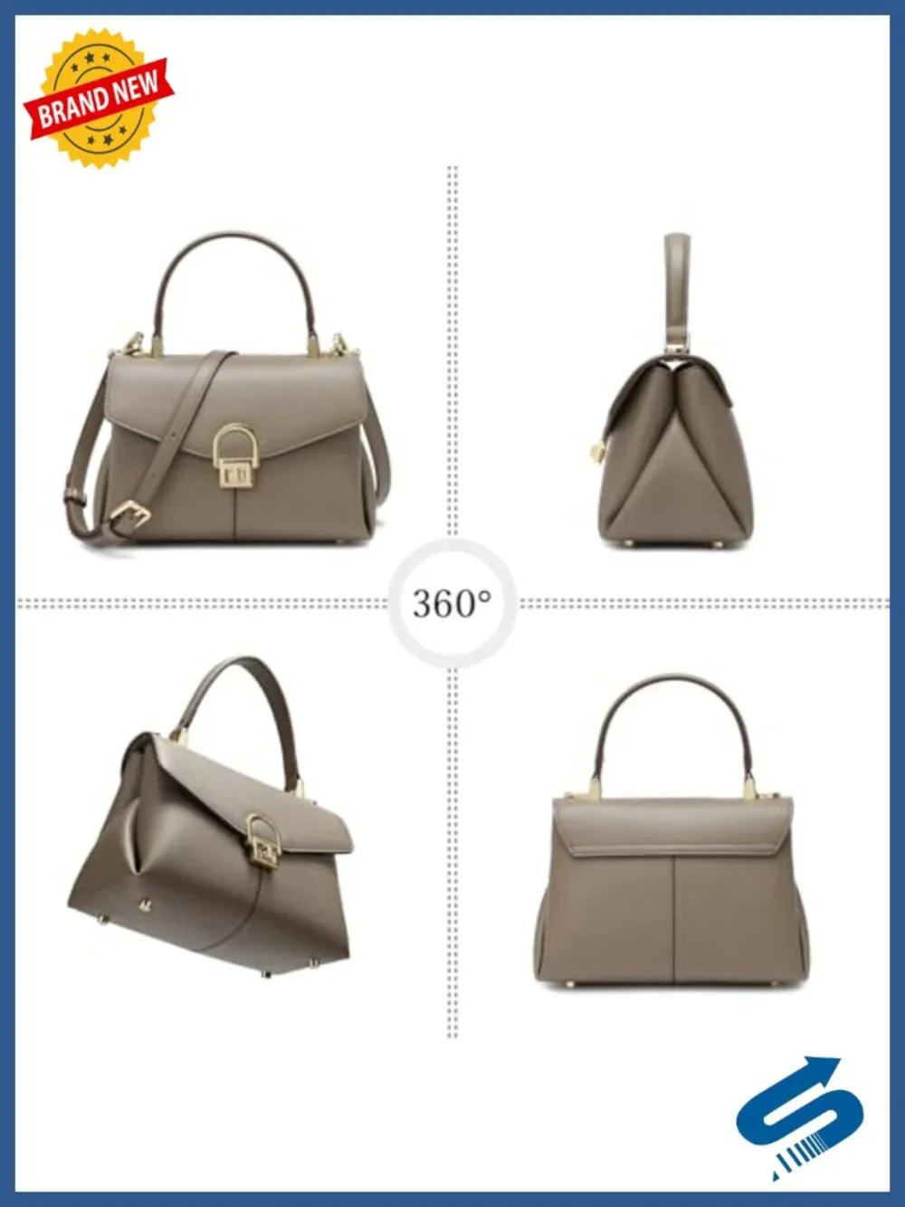 Top Handle Leather Tote Satchel Bag for Women Shoulder Purses with Button Lock